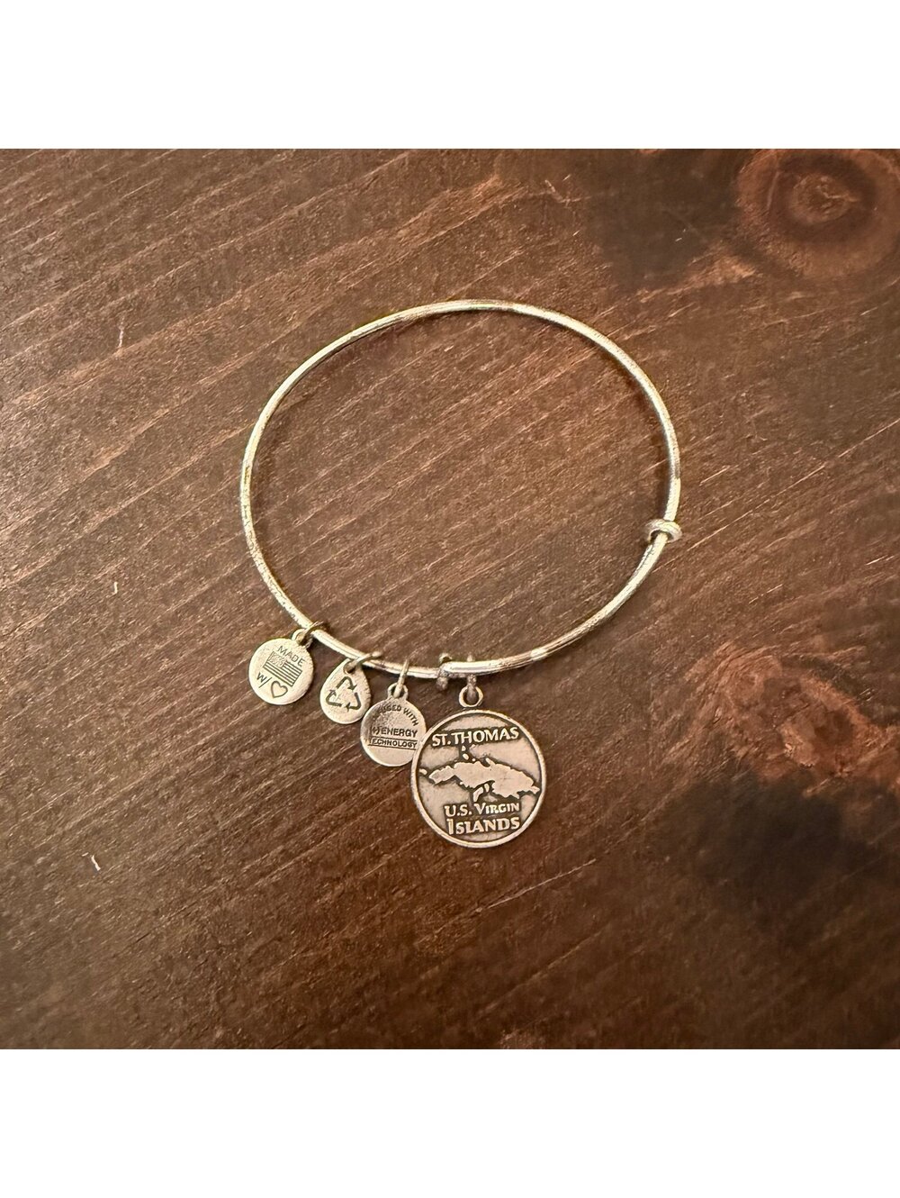 Alex and Ani bracelet St. Thomas silver bangle beach